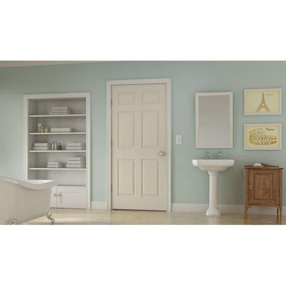 ReliaBilt 30-in x 80-in 6-panel Hollow Core Primed Molded Composite Left Hand Inswing Single Prehung Interior Door