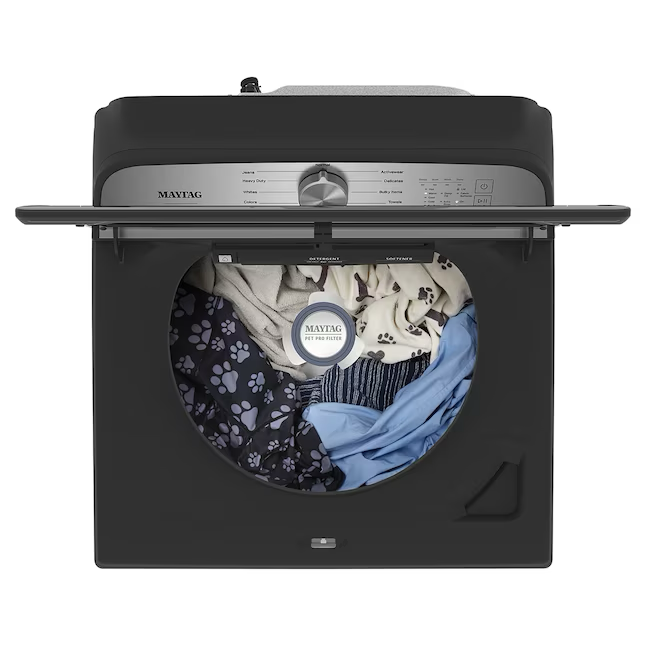 Maytag Pet Pro 4.7-cu ft High Efficiency Agitator Top-Load Washer (Volcano Black)