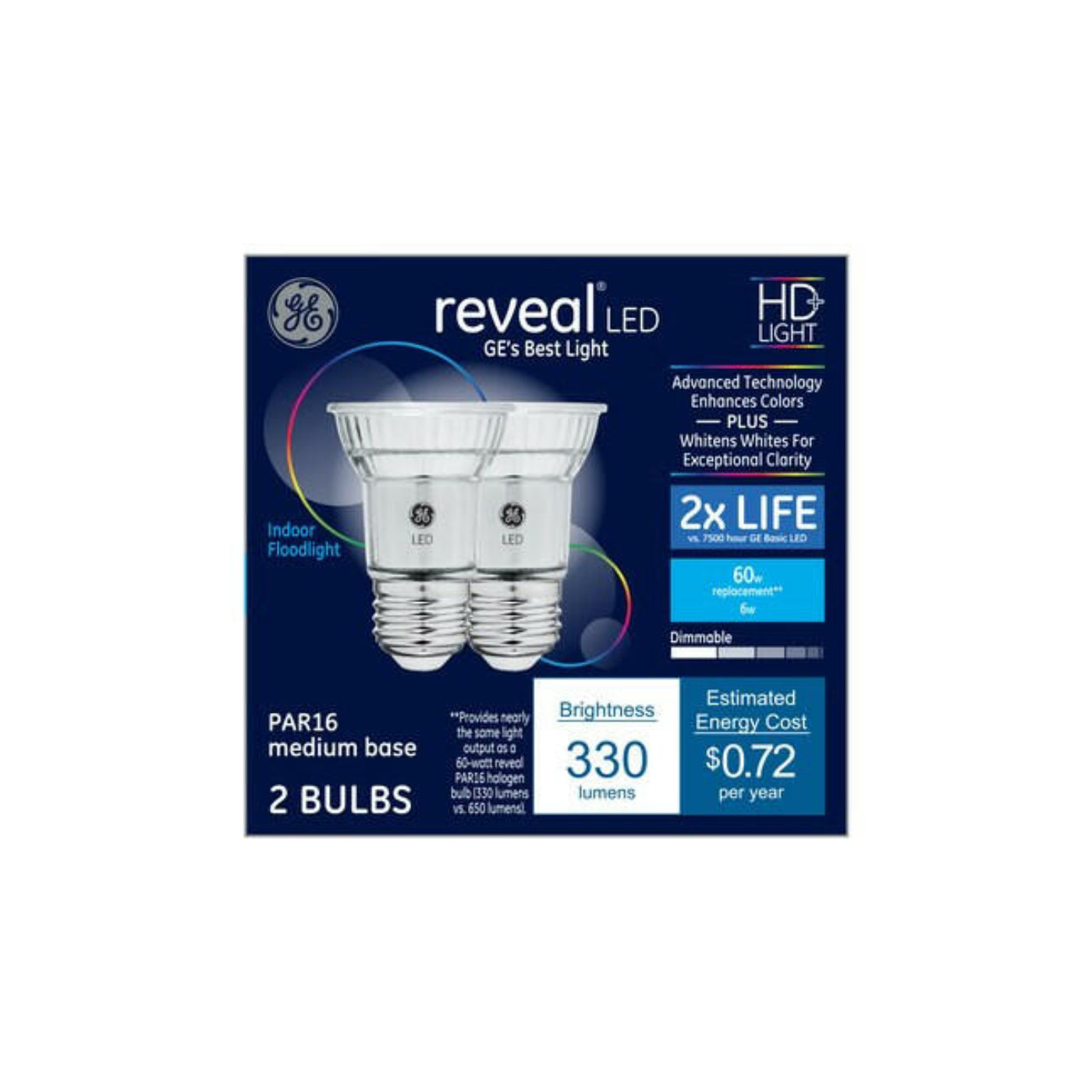 GE Reveal 60-Watt EQ PAR16 Color-enhancing Medium Base (E-26) Dimmable LED Light Bulb  - 71223306