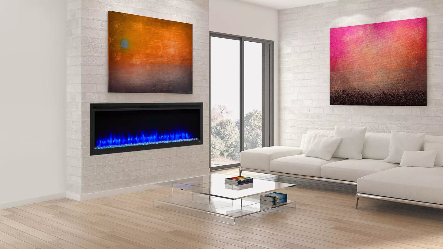 SimpliFire 72" Allusion Platinum Recessed Linear Electric Fireplace - SF-ALLP72-BK