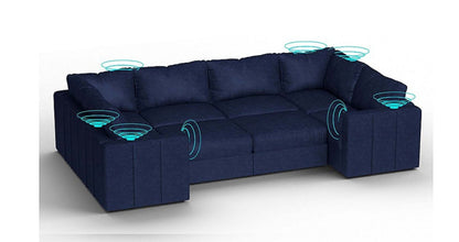 Lovesac – 8 Seats + 10 Sides Corded Velvet & Lovesoft with 8 Speaker Immersive Sound + Charge System – Sapphire Navy - BB6484444