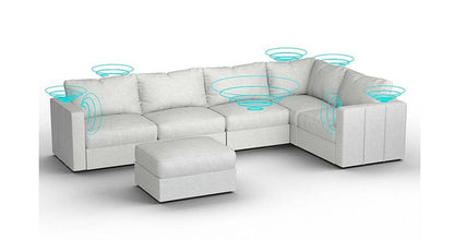 Lovesac – 6 Seats + 8 Sides Corded Velvet & Standard Foam with 10 Speaker Immersive Sound + Charge System – Sky Grey - BB6483905