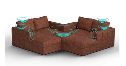 Lovesac – 7 Seats + 8 Sides Rained Chenille & Lovesoft with 8 Speaker Immersive Sound + Charge System – Terracotta - BB6484365