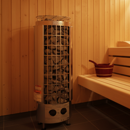 Harvia Cilindro PC80 8kW Electric Sauna Heater with Built-in Controls - HPCS8U1HB