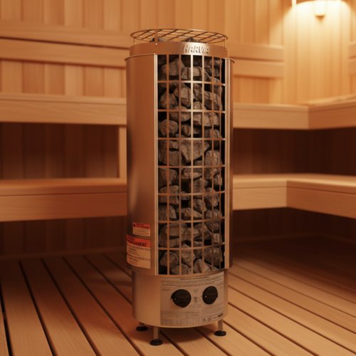 Harvia Cilindro PC90 9kW Electric Sauna Heater with Built-In Controls - HPCS9U1HB
