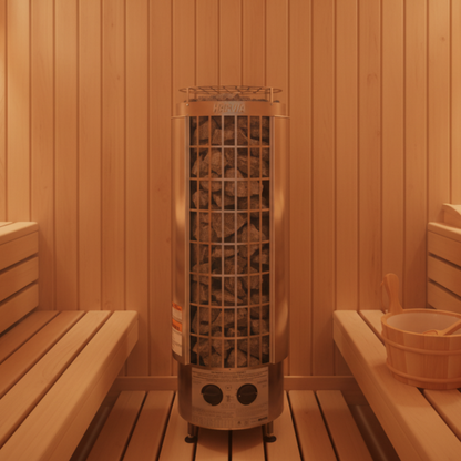 Harvia Cilindro PC60 6kW Electric Sauna Heater with Built-in Controls - HPCS6U1HB