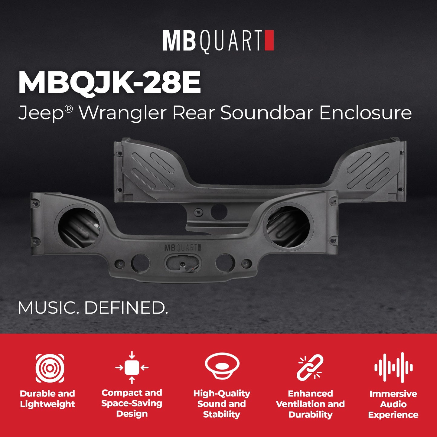 MB Quart Rear Overhead Soundbar Enclosure for 2007-2018 Jeep Wrangler JK - 431779