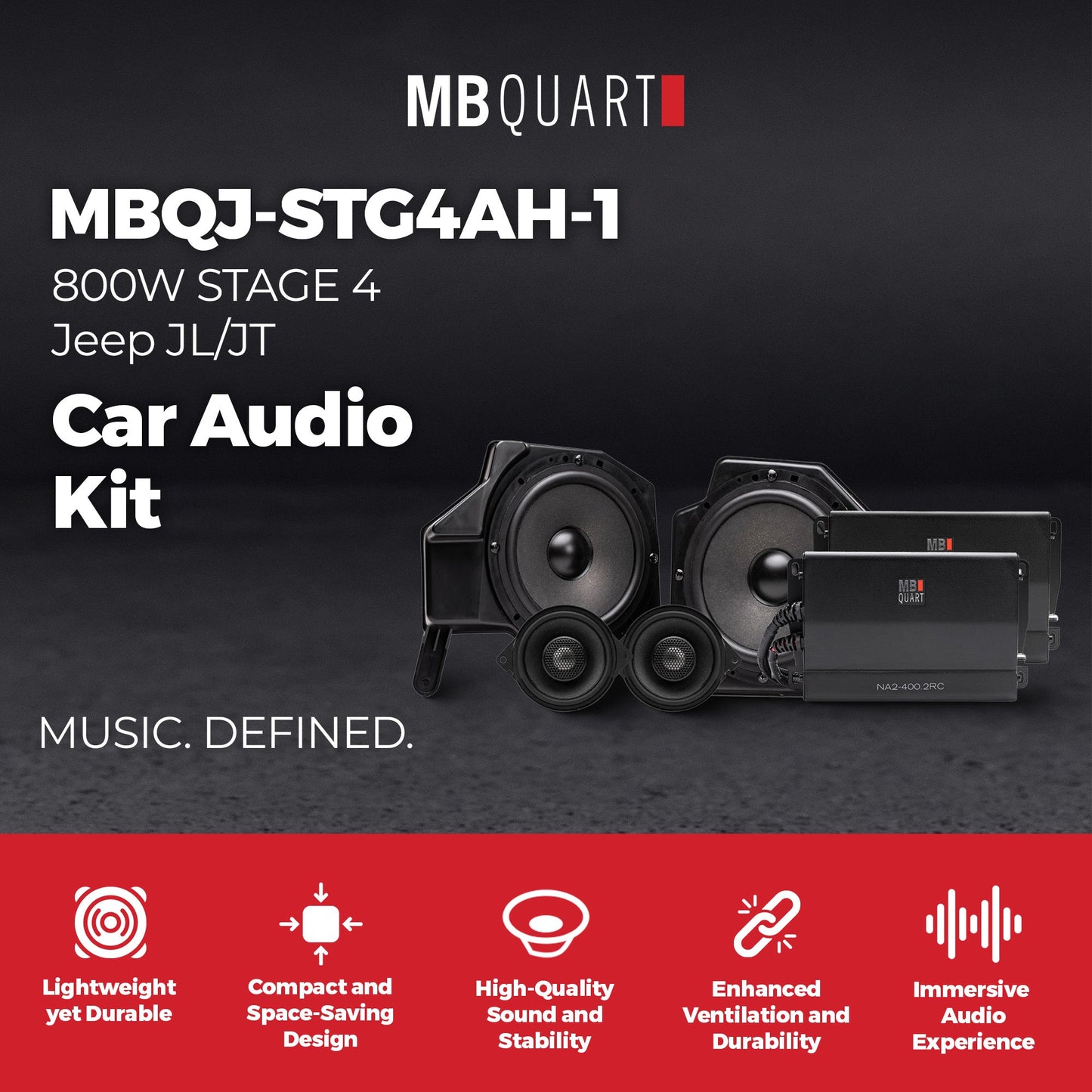 MB Quart Stage 4 Audio System for Jeep Wrangler JL 18-26/Gladiator JT 20-26 - 422643