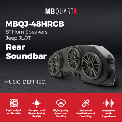 MB Quart Rear Soundbar, 8" Speakers, Jeep Wrangler JL 18-23/Gladiator JT 20-23 - 422639