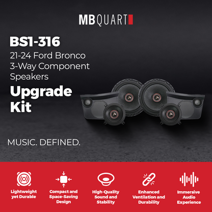 MB Quart Front Dash 3-Way Component Speakers Upgrade Kit for 21-24 Ford Bronco - 427499