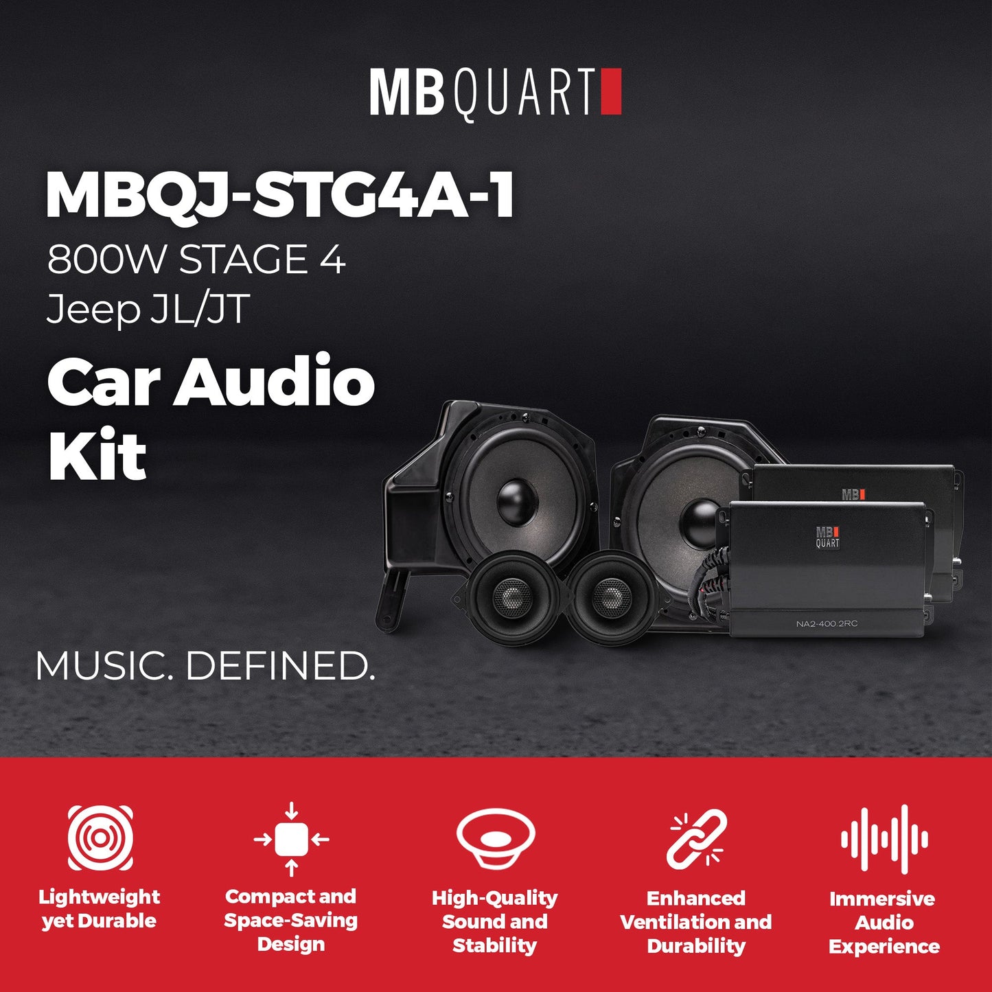 MB Quart Stage 4 Audio System for Jeep Wrangler JL 18-23/Gladiator JT 20-26 - 422642