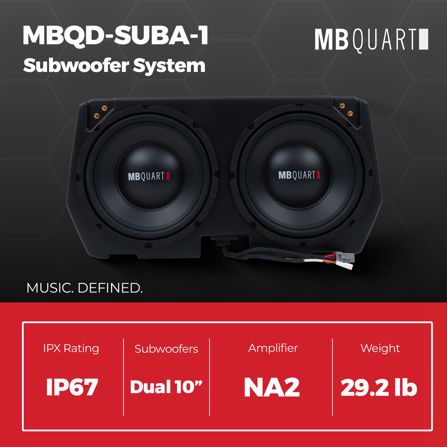 MB Quart Dual 10" Subwoofer System Upgrade for Can Am Defender 17-25, 400 Watts - 422649