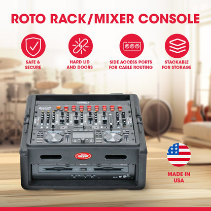 SKB Roto Rack/Mixer Console, 10U Slanted Rackmount on top, 2U Rackmount in Front - 421586