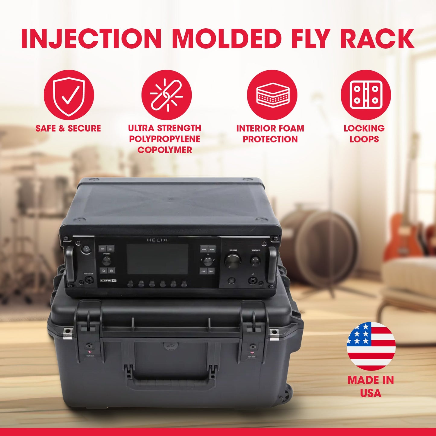 SKB 3U iSeries 13" Injection Molded Fly Rack with Built-In Wheels and Handle - 422020