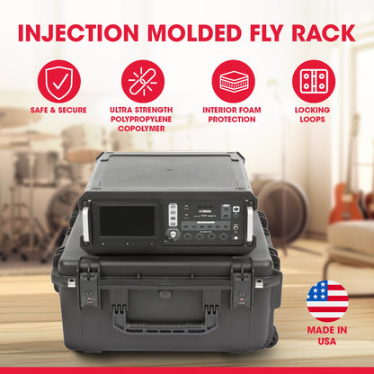 SKB iSeries 3U Fly Rack, Waterproof Polypropylene Hard Case for Storage, 20 Inch - 422021