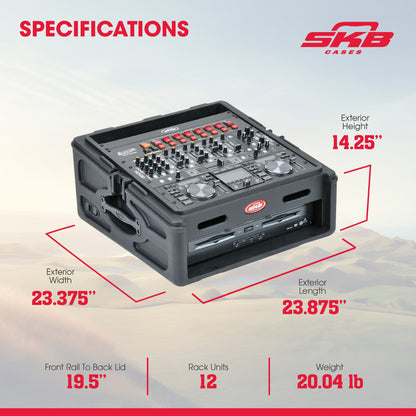 SKB Roto Rack/Mixer Console, 10U Slanted Rackmount on top, 2U Rackmount in Front - 421586