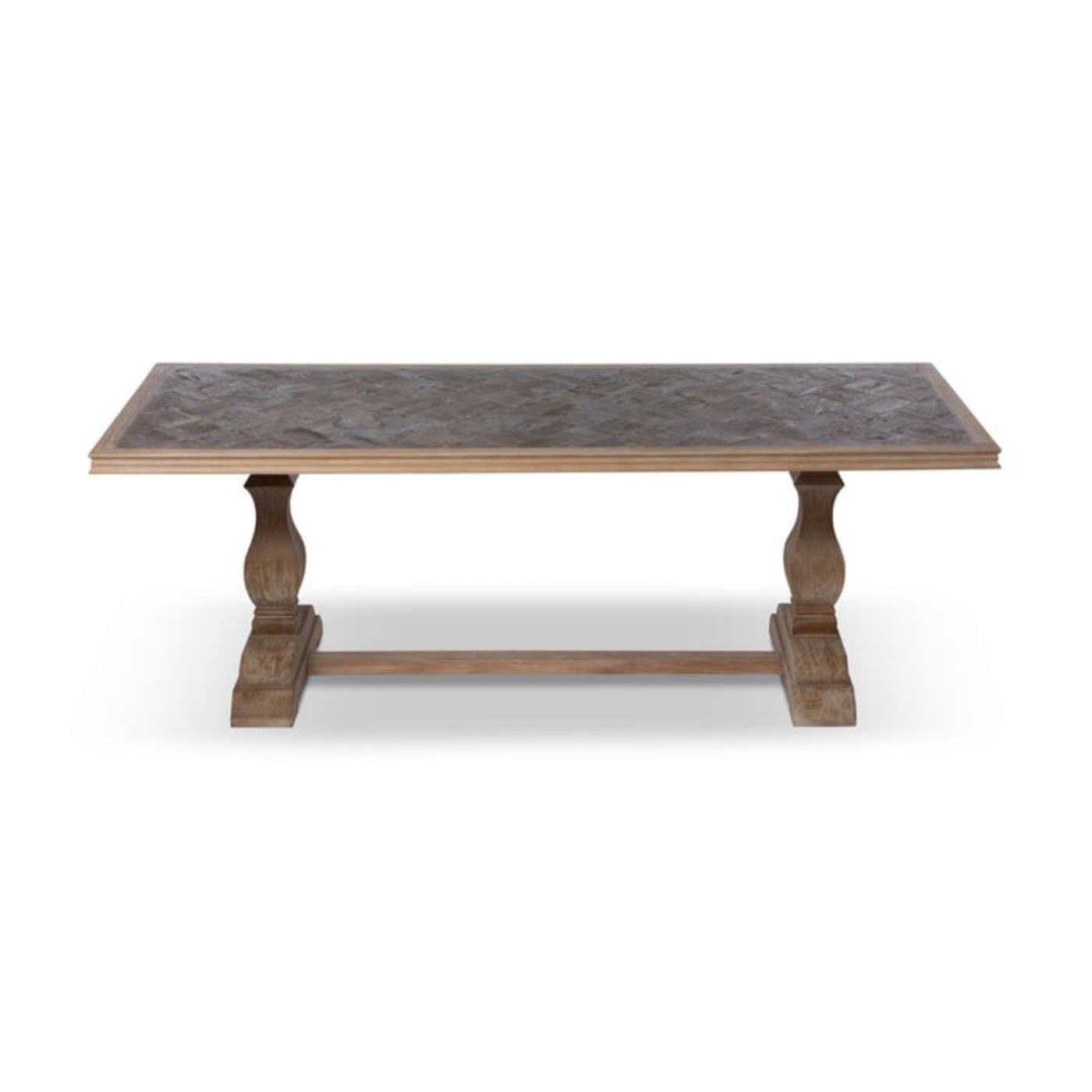 Park Hill  Recycled Oak and Poplar Dining Table with Interlocking Diamond Design – Durable, Stylish, Eco-Friendly - EFT26070