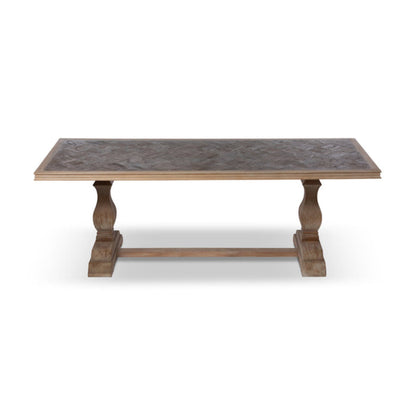 Park Hill  Recycled Oak and Poplar Dining Table with Interlocking Diamond Design – Durable, Stylish, Eco-Friendly - EFT26070