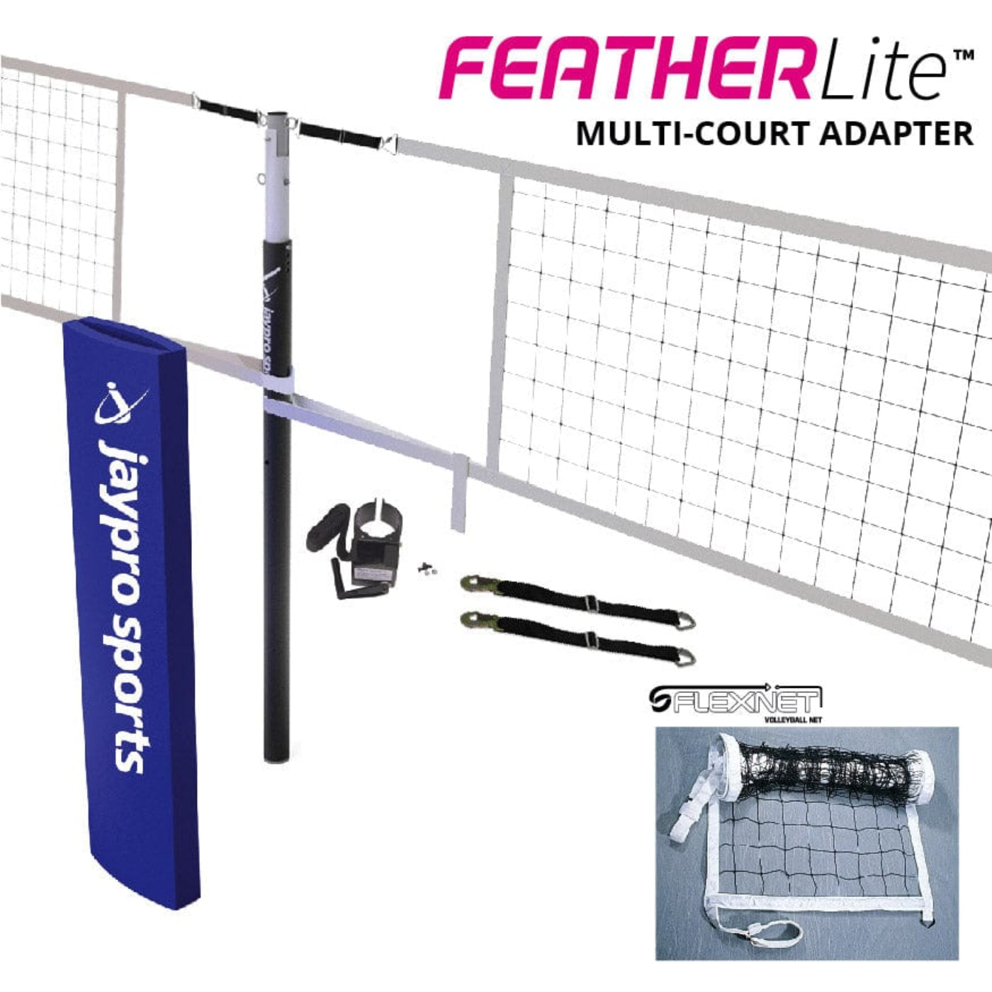 Jaypro FeatherLite Volleyball Net Center Upright System (3-1/2 in. Floor Sleeve) -  PVBC-500