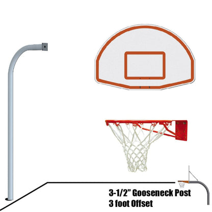 Jaypro Straight Post Basketball System (5-9/16" Pole with 6' Offset) 56"W x 36"H Aluminum Fan Backboard - SPA6-FABT-SG