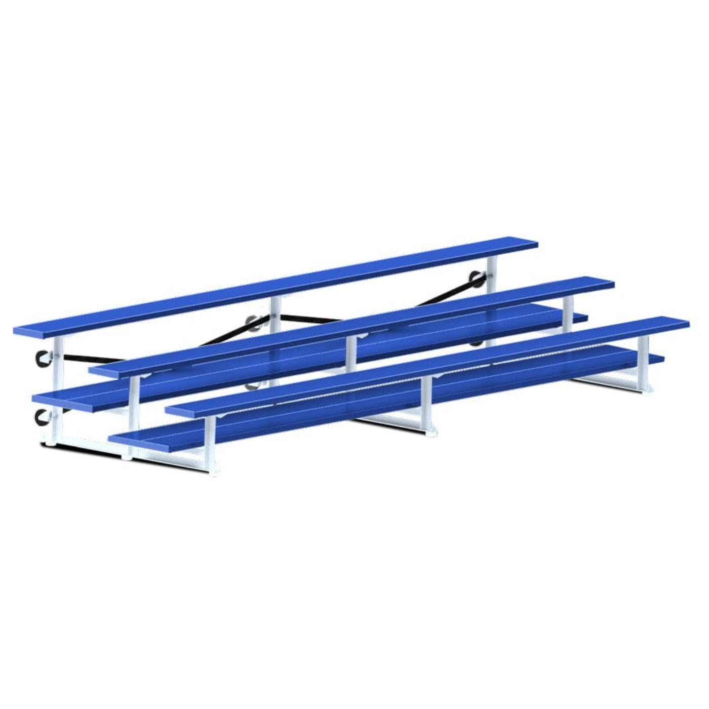 Jaypro Indoor Bleacher - 15 ft. (3 Row - Double Foot Plank) - Tip & Roll (Powder Coated)  - BLDP-3TRGPC