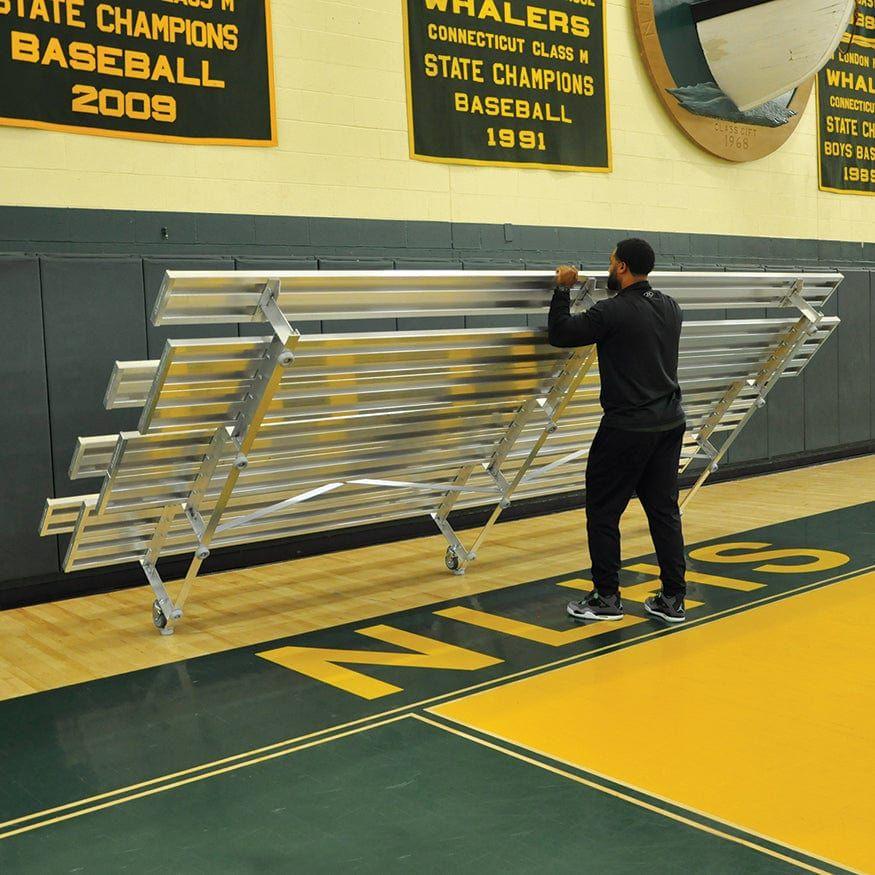 Jaypro Indoor Bleacher - 15 ft. (4 Row - Double Foot Plank) -Tip & Roll BLDP-4TRG