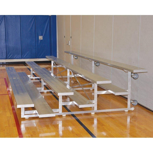 Jaypro Indoor Bleacher - 15 ft. (4 Row - Single Foot Plank) - Tip & Roll -  BLCH-4TRG