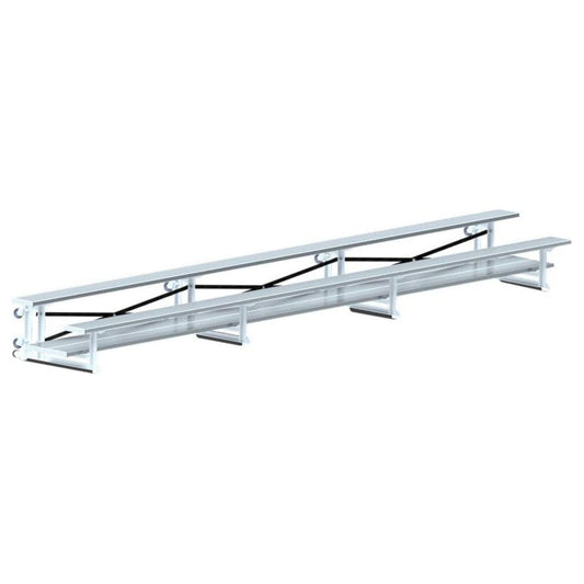 Jaypro Indoor Bleacher - 21 ft. (2 Row - Double Foot Plank) - Tip & Roll  -  BLDP-221TRG