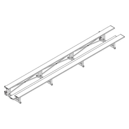 Jaypro Indoor Bleacher - 21 ft. (2 Row - Single Foot Plank) - Tip & Roll -  BLCH-221TRG