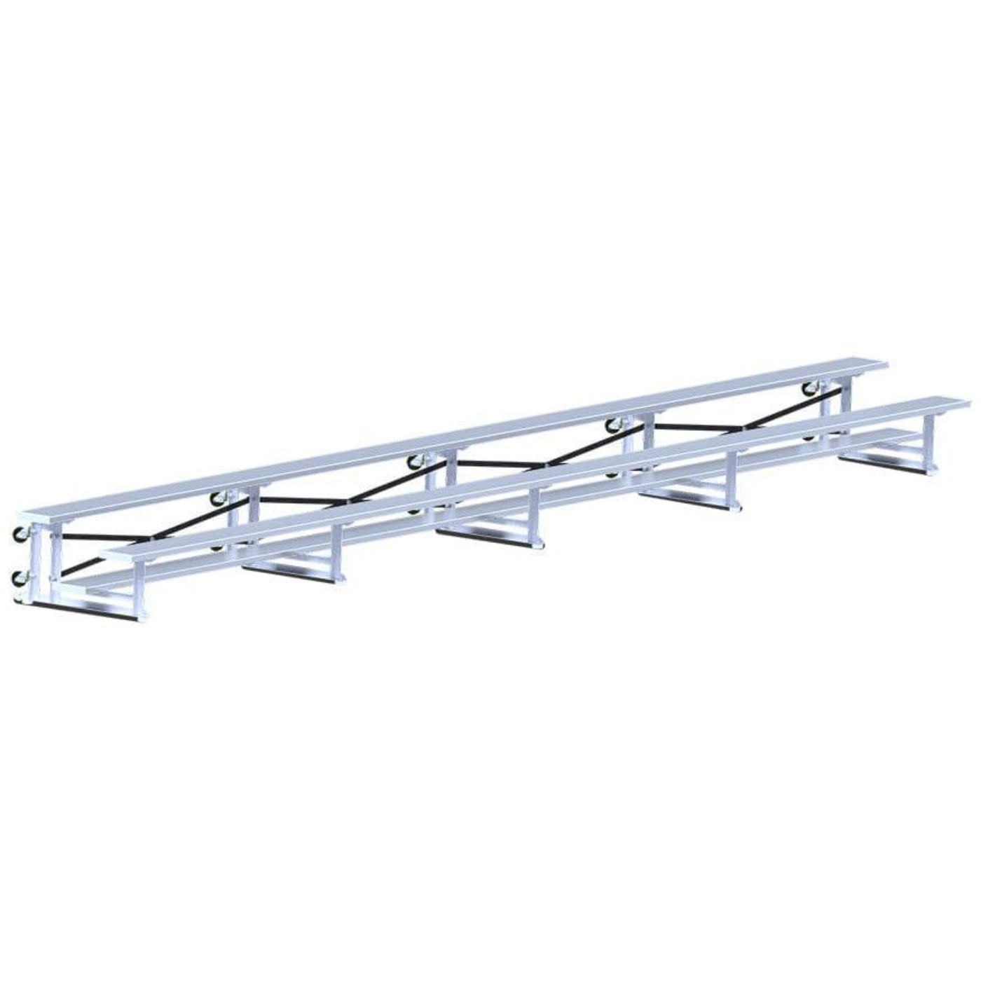 Jaypro Indoor Bleacher - 27 ft. (3 Row - Double Foot Plank) - Tip & Roll -  BLDP-327TRG
