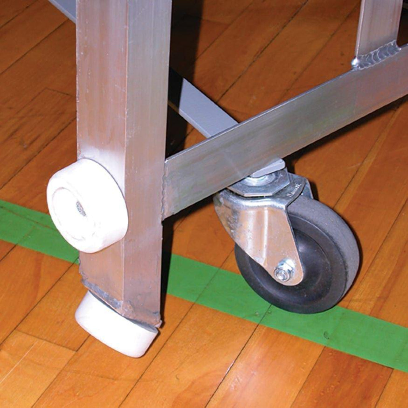 Jaypro Indoor Bleacher - 27 ft. (4 Row - Single Foot Plank) - Tip & Roll -  BLCH-427TRG