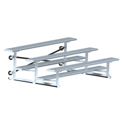 Jaypro Indoor Bleacher - 7-1/2 ft. (3 Row - Single Foot Plank) - Tip & Roll - BLCH-375TRG
