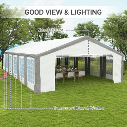 Outsunny 20' x 40' Heavy-Duty Outdoor Party Tent with Sidewalls, Gray - 84C-020V00GY