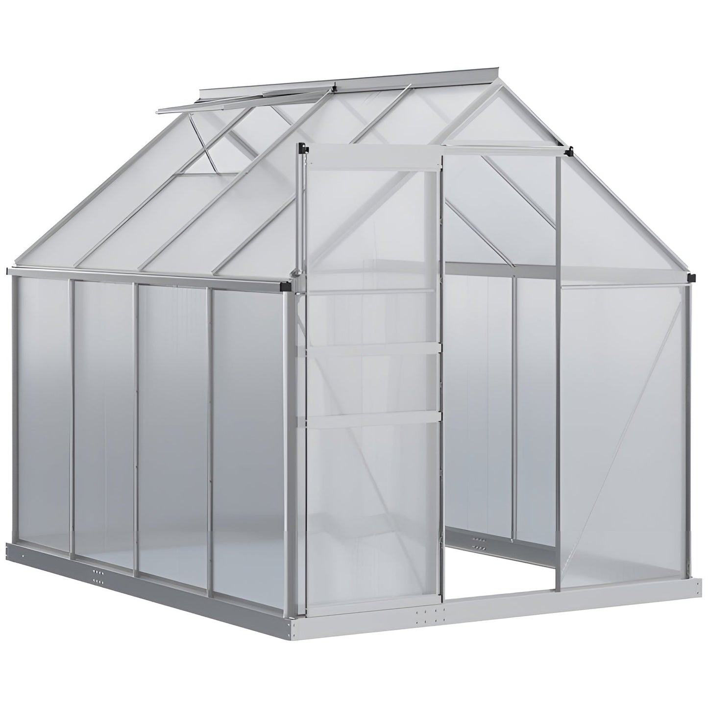 Outsunny 8' x 6' Aluminum Outdoor Greenhouse, Polycarbonate Walk-in Garden Greenhouse - 845-540V01SR