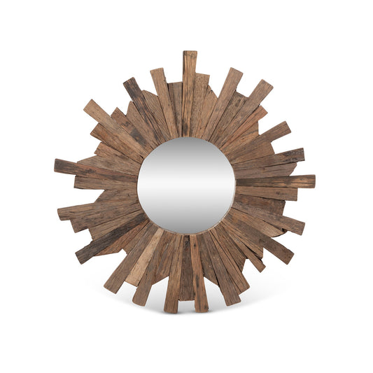 Park Hill Collection Railway Wood Starburst Mirror - Sustainable Reclaimed Design with Organic Charm for Modern Decor - EWI26011