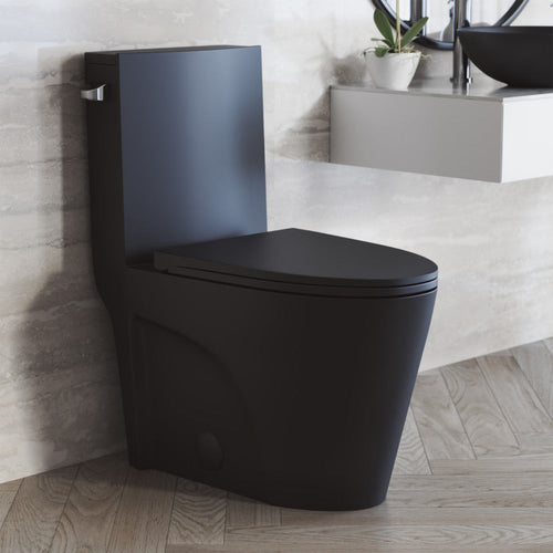 Swiss Madison St. Tropez One-Piece 10" Rough-in 1.28 GPF Left Flush Elongated Toilet in Matte Black - SM-1T273MB
