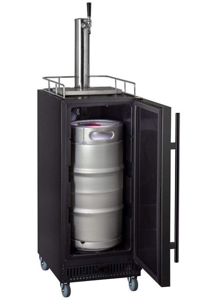 15" Wide Cold Brew Coffee Single Tap Black Commercial Kegerator - ICS15BBRNK