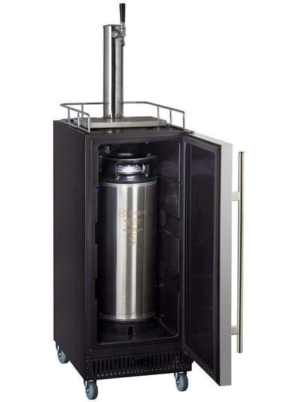 Kegco 15" Wide Homebrew Tap Stainless Steel Commercial Kegerator - HBK15BSRNK