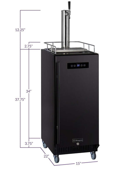 Kegco 15" Wide Kombucha Single Tap Commercial Kegerator - KOM15BBRNK