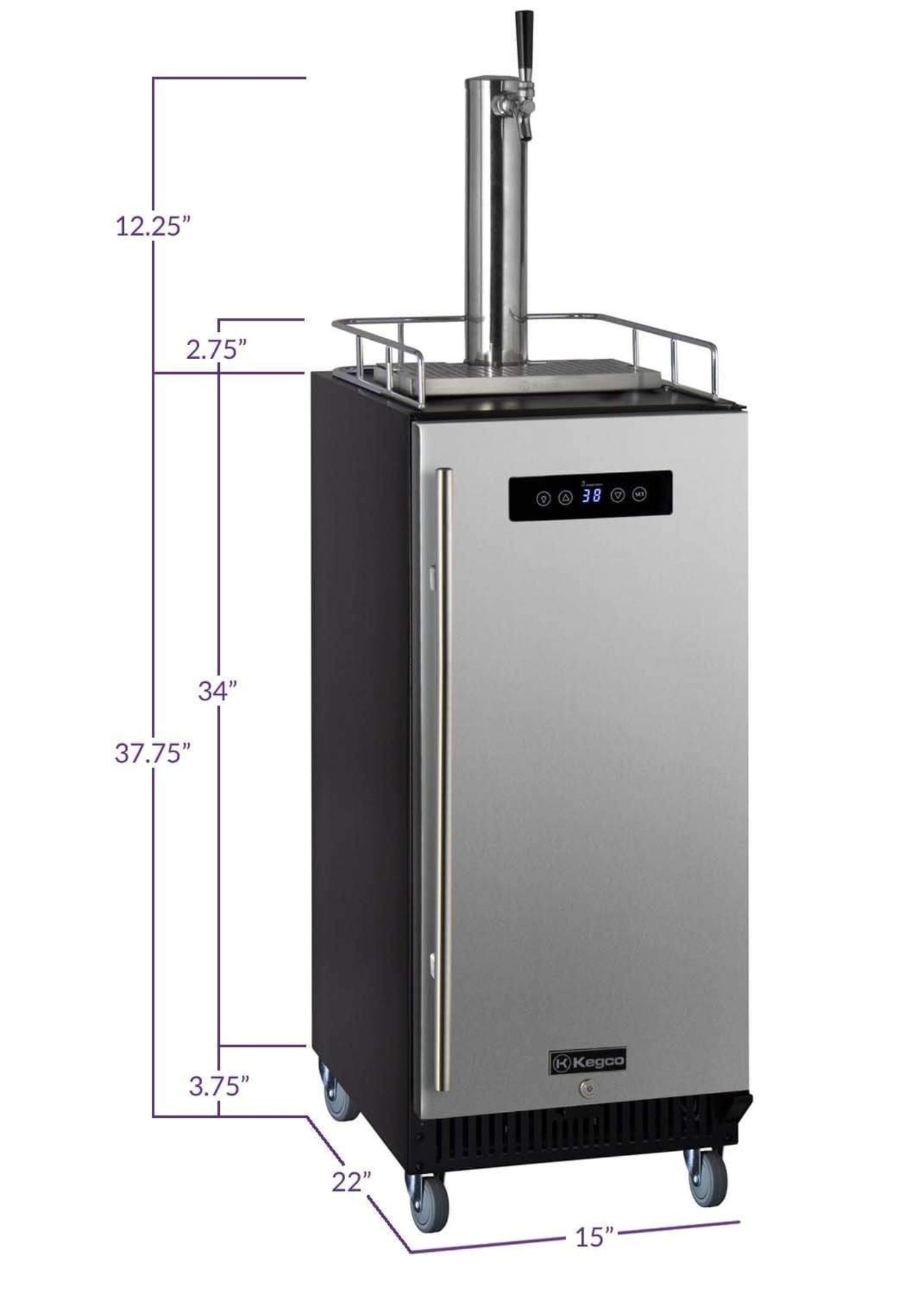 Kegco 15" Wide Kombucha Single Tap Commercial Kegerator - KOM15BBRNK