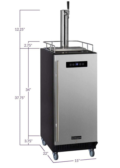 Kegco 15" Wide Kombucha Single Tap Commercial Kegerator - KOM15BBRNK