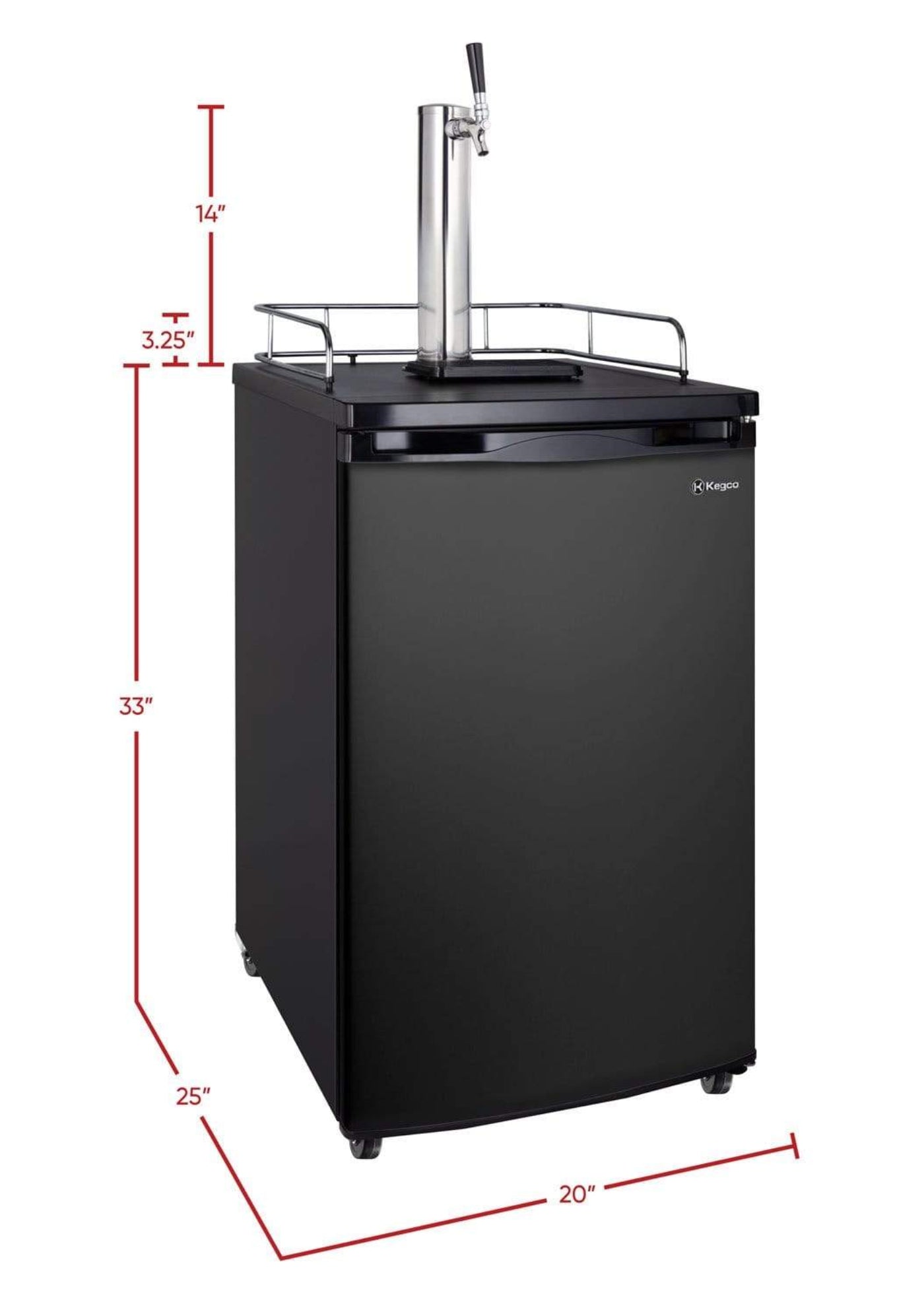 Kegco 20" Wide Cold Brew Coffee Single Tap Black Kegerartor - ICK19B-1NK