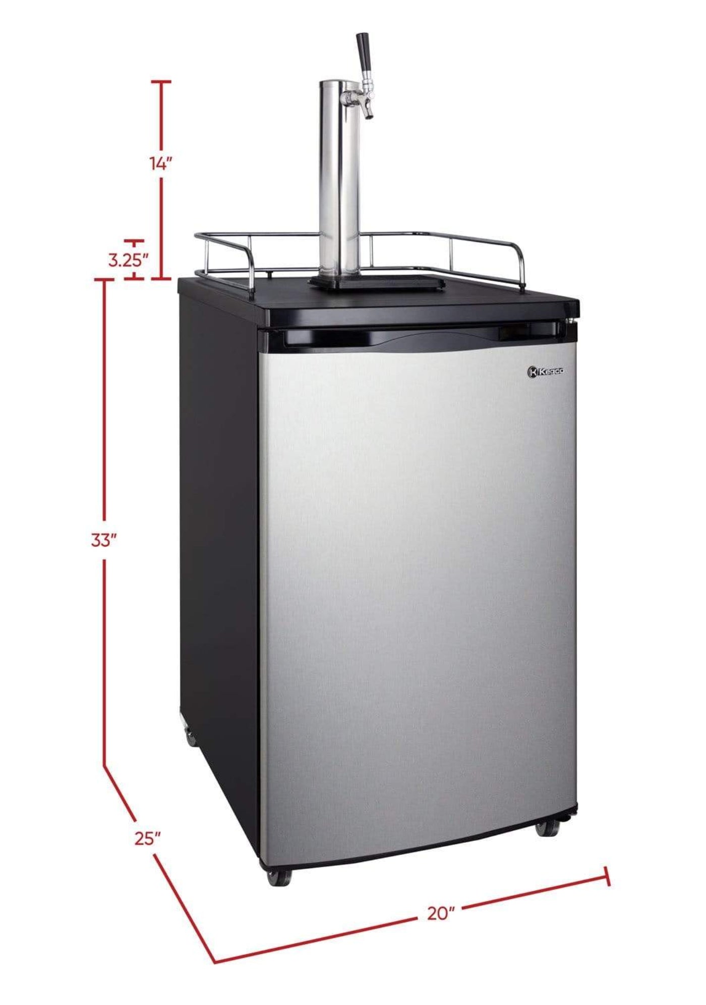 Kegco 20" Wide Cold Brew Coffee Single Tap Stainless Steel Single Tap Kegerator - ICK19S-1NK
