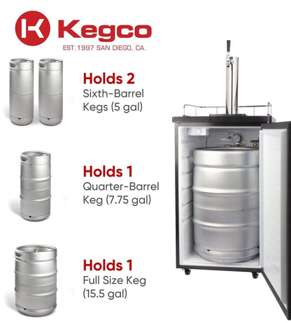 Kegco 20" Wide Kombucha Tap Stainless Steel Kegerator - KOM19S-1NK