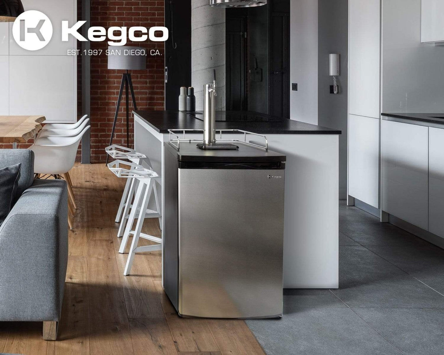 Kegco 20" Wide Kombucha Tap Stainless Steel Kegerator - KOM19S-1NK