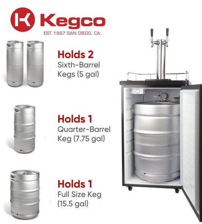 Kegco 20" Wide Kombucha Tap Stainless Steel Kegerator - KOM19S-1NK