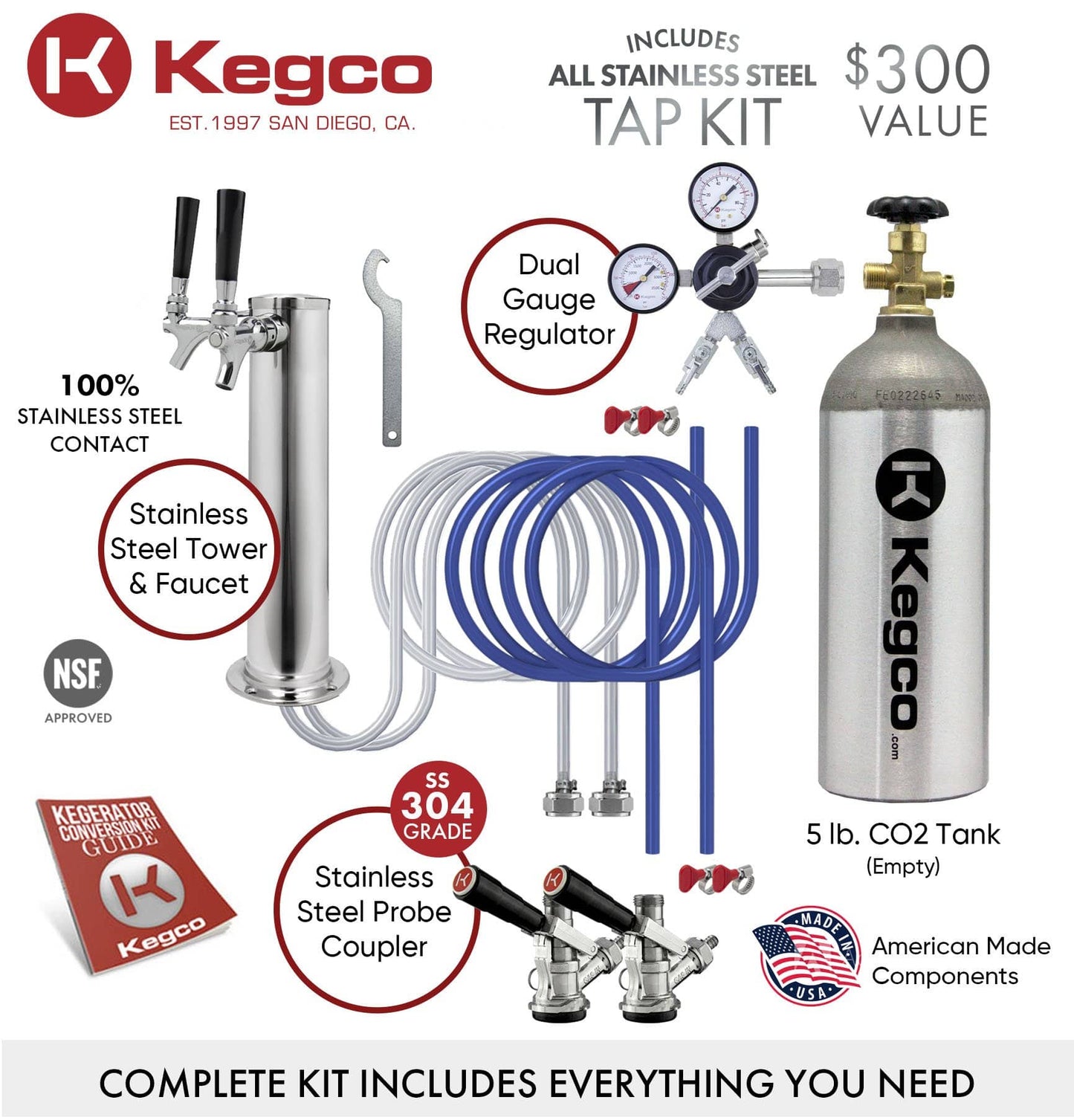 Kegco 20" Wide Tap Stainless Steel Kegerator - K199SS-1NK