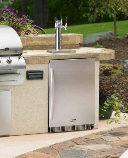 Kegco 24" Wide All Stainless Steel Outdoor Built-In Left Hinge Kegerator with Kit - HK38SSU-L-1