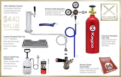 Kegco 24" Wide All Stainless Steel Outdoor Built-In Left Hinge Kegerator with Kit - HK38SSU-L-1
