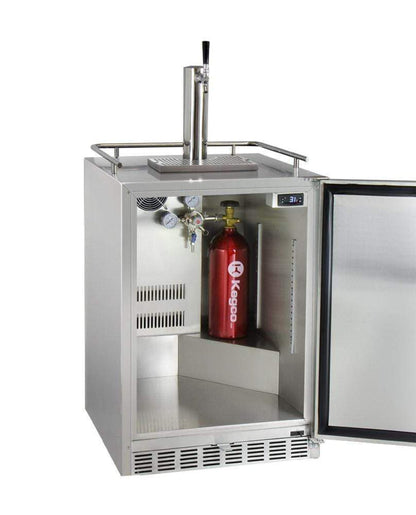 Kegco 24" Wide All Stainless Steel Outdoor Built-In Left Hinge Kegerator with Kit - HK38SSU-L-1